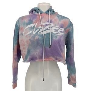CloZee Cropped Tie Dye Hoodie Women L Festival EDM Bass Music Merch Pullover DJ